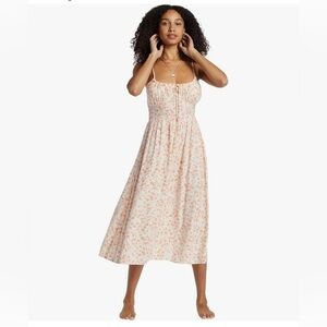 Billabong Women's Green and White Floral Dress Sm